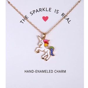 Gorgeous 濾 Unicorn enamel pendant necklace! NWT!